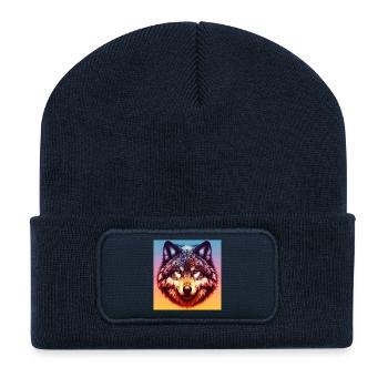 Wolf - Recycled Patch Beanie - french navy - Front