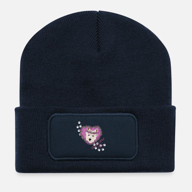 Ruhegesichter West Highland Terrier - Recycelte Patch Beanie - French Navy