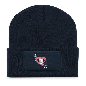 Dalmatien au visage de b !tch au repos - Beanie recyclé à patch - bleu marine - Devant