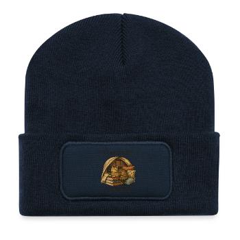 Zuhause ist meine Bibliothek - Recycelte Patch Beanie - French Navy - Vorne