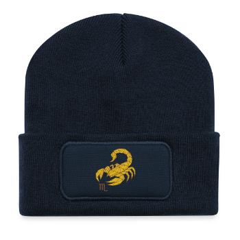 Geometrischer Goldskorpion -Skorpion - Recycelte Patch Beanie - French Navy - Vorne