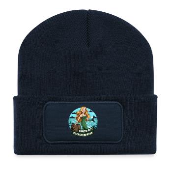 Meeresnymphe in Grün - Recycelte Patch Beanie - French Navy - Vorne