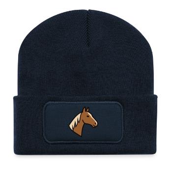 crinière à tête de cheval Haflinger - Beanie recyclé à patch - bleu marine - Devant