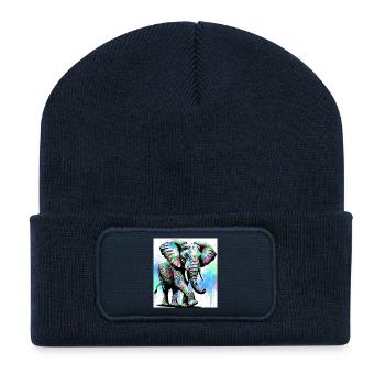éléphant - Beanie recyclé à patch - bleu marine - Devant