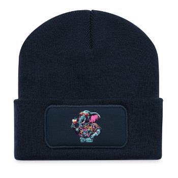 Été de la bande dessinée Elephant - Beanie recyclé à patch - bleu marine - Devant