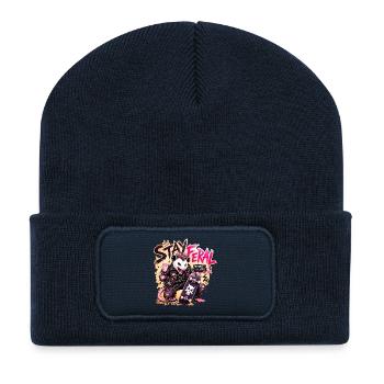 Stay_Feral_Punk_Possum_Skate_Design - Recycled Patch Beanie - french navy - Front