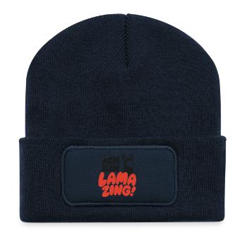 Ich Bin Lama Zing Lustiges Lama - Recycelte Patch Beanie - French Navy - Vorne