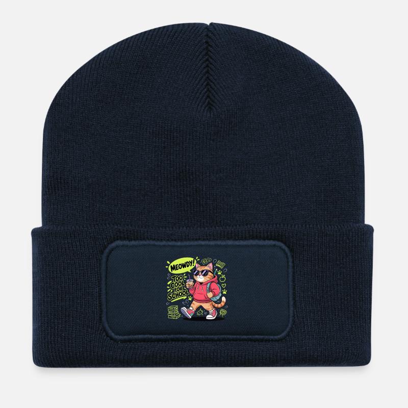 Schulkätzchen - Recycelte Patch Beanie - French Navy