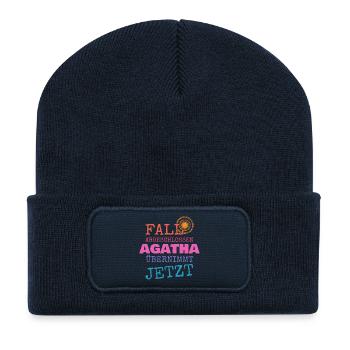 Fall Abgeschlossen – Agatha Übernimmt - Recycelte Patch Beanie - French Navy - Vorne