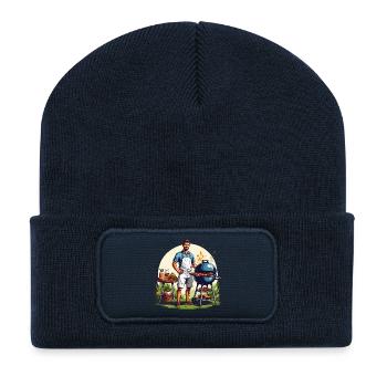 BBQ grill master in the garden - Recycled Patch Beanie - french navy - Front