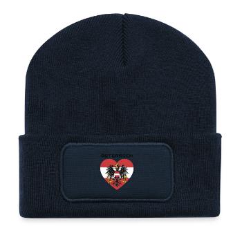 Austria Flag Eagle Patriotic Fan Pride - Recycled Patch Beanie - french navy - Front