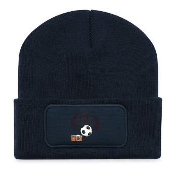 Fußball Kamera Vintage  - Recycelte Patch Beanie - French Navy - Vorne
