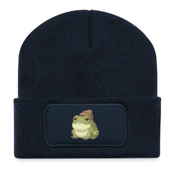 Grenouille - Beanie recyclé à patch - bleu marine - Devant