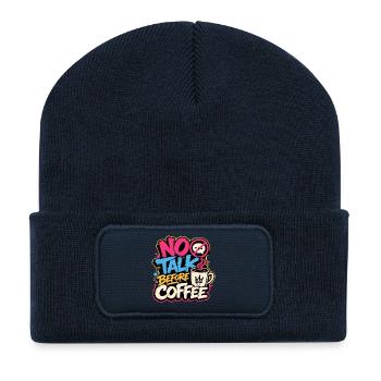 Pas de discussions avant le café Graffiti - Beanie recyclé à patch - bleu marine - Devant