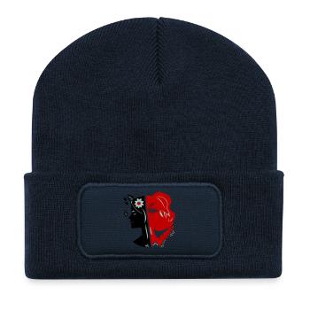 Visage de femme - Beanie recyclé à patch - bleu marine - Devant