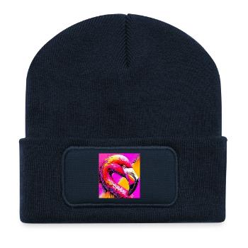 Flamant - Beanie recyclé à patch - bleu marine - Devant