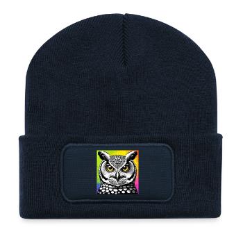 hibou - Beanie recyclé à patch - bleu marine - Devant