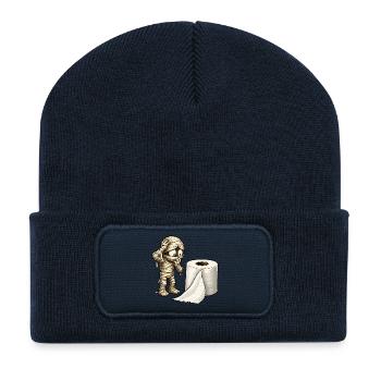 La momie et le dessin animé en papier toilette - Beanie recyclé à patch - bleu marine - Devant