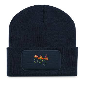 Blumen - Recycelte Patch Beanie - French Navy - Vorne