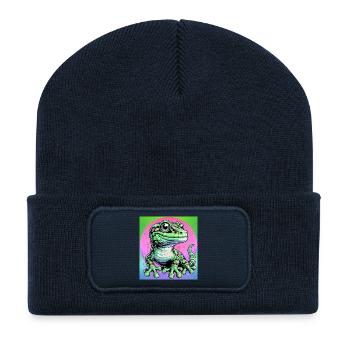 Gecko - Beanie recyclé à patch - bleu marine - Devant