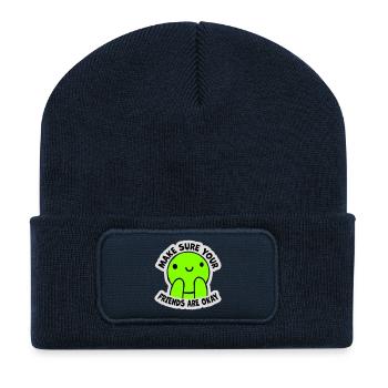 Assurez-vous que vos amis vont bien Logo de citation des amis - Beanie recyclé à patch - bleu marine - Devant