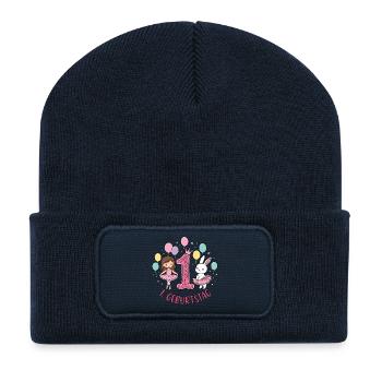  1. Geburtstag Ballerina  - Recycelte Patch Beanie - French Navy - Vorne