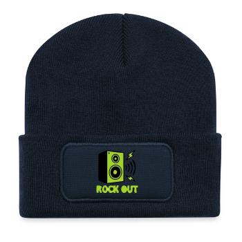 Rock Out Lautsprecher Icon - Recycelte Patch Beanie - French Navy - Vorne