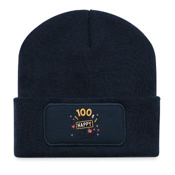 100 Days School Teacher Student - Recycled Patch Beanie - french navy - Front