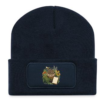 POLLEN TUBE CHECK Plants - Recycled Patch Beanie - french navy - Front