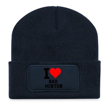I Love Badminton - Recycelte Patch Beanie - French Navy - Vorne
