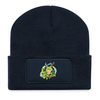 Cute frog in pond magic - Recycled Patch Beanie - french navy - Front