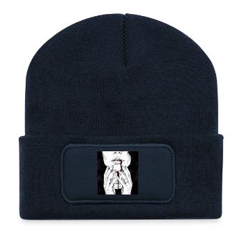 Gothic Frau - Kreuzkette - Recycelte Patch Beanie - French Navy - Vorne