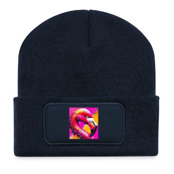 Flamant - Beanie recyclé à patch - bleu marine - Devant