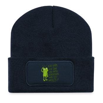 Ich kam ich sah und hatte vergessen was ich wollte - Recycelte Patch Beanie - French Navy - Vorne