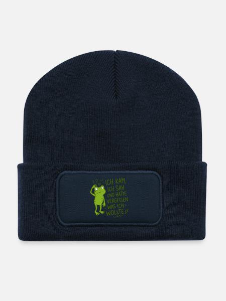 Ich kam ich sah und hatte vergessen was ich wollte - Recycelte Patch Beanie - French Navy
