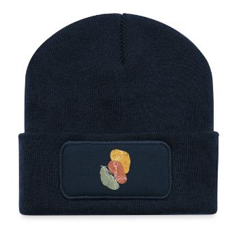 Continuous Line Calla Lilie - Recycelte Patch Beanie - French Navy - Vorne