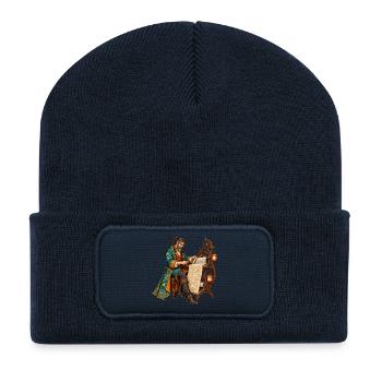 Renaissancemeister am Webstuhl - Recycelte Patch Beanie - French Navy - Vorne
