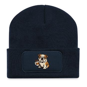 Englische Bulldogge Bully  Bullybesitzer Bullyfan - Recycelte Patch Beanie - French Navy - Vorne