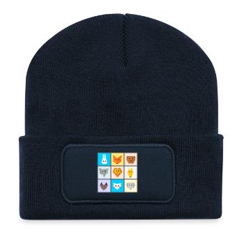 mélange coloré des animaux avec des animaux préférés - Beanie recyclé à patch - bleu marine - Devant
