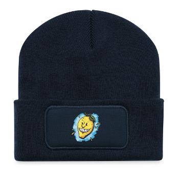 Tangy / Sour / Lemon / Lemonade / Summer - Recycled Patch Beanie - french navy - Front