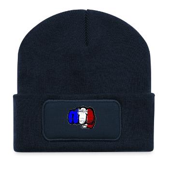 Drapeau de la France poing de main utilisé - Beanie recyclé à patch - bleu marine - Devant