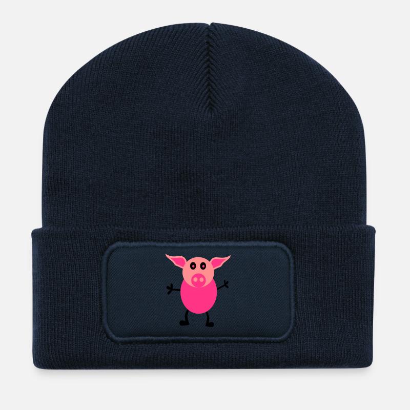 Schweine Männchen - Recycelte Patch Beanie - French Navy