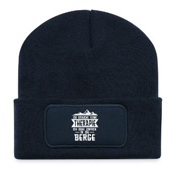Ich brauche keine Therapie, Ich gehe in die Berge - Recycelte Patch Beanie - French Navy - Vorne