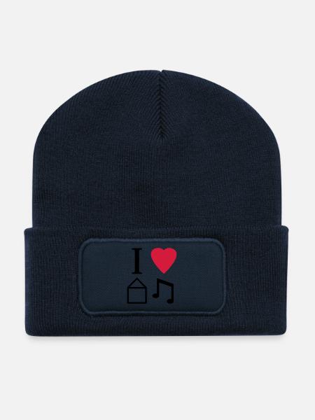 I Love House Music - Recycelte Patch Beanie - French Navy