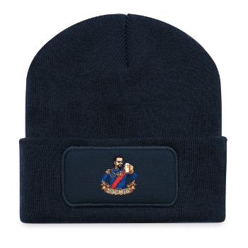 Bavaria-col - King Ludwig drunk - RAHMENLOS gift - Recycelte Patch Beanie - French Navy - Vorne