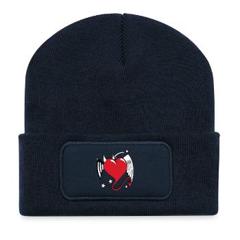 coeur diable ange - Beanie recyclé à patch - bleu marine - Devant
