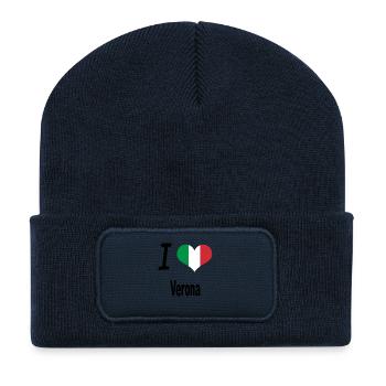 I Love Italy Home Verona - Recycled Patch Beanie - french navy - Front