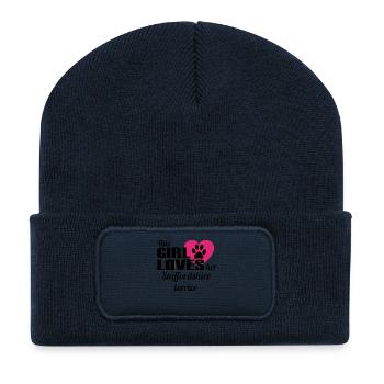 HUND DOG THIS GIRL LOVES GESCHENK Staffordshire te - Recycelte Patch Beanie - French Navy - Vorne