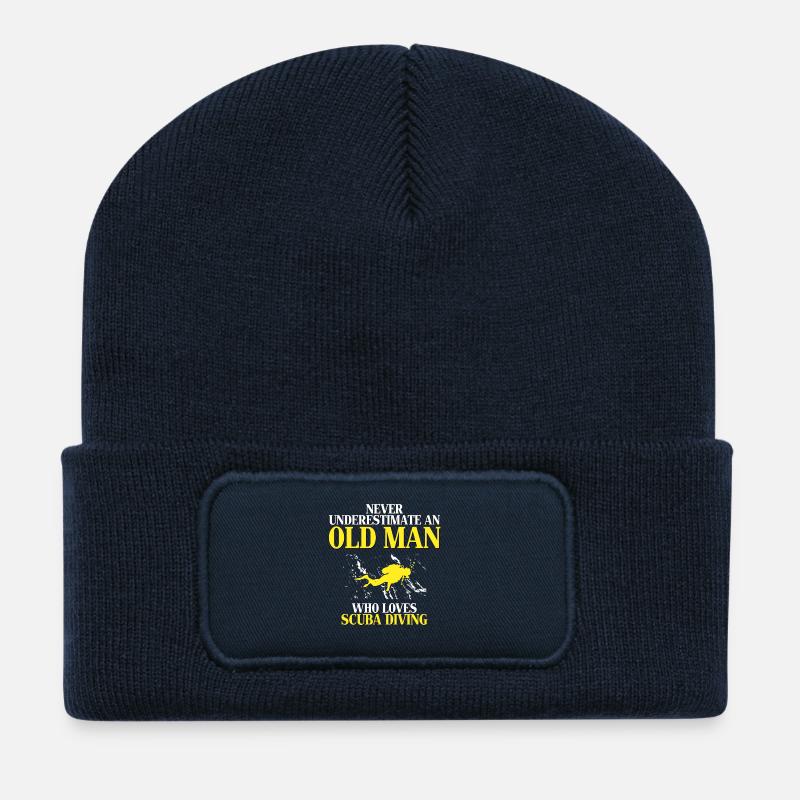 Never underestimate an old man who loves scuba div - Recycled Patch Beanie - french navy