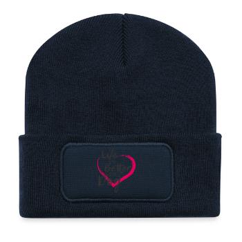 La vie est meilleure avec un chien | Vêtements pour animaux - Beanie recyclé à patch - bleu marine - Devant